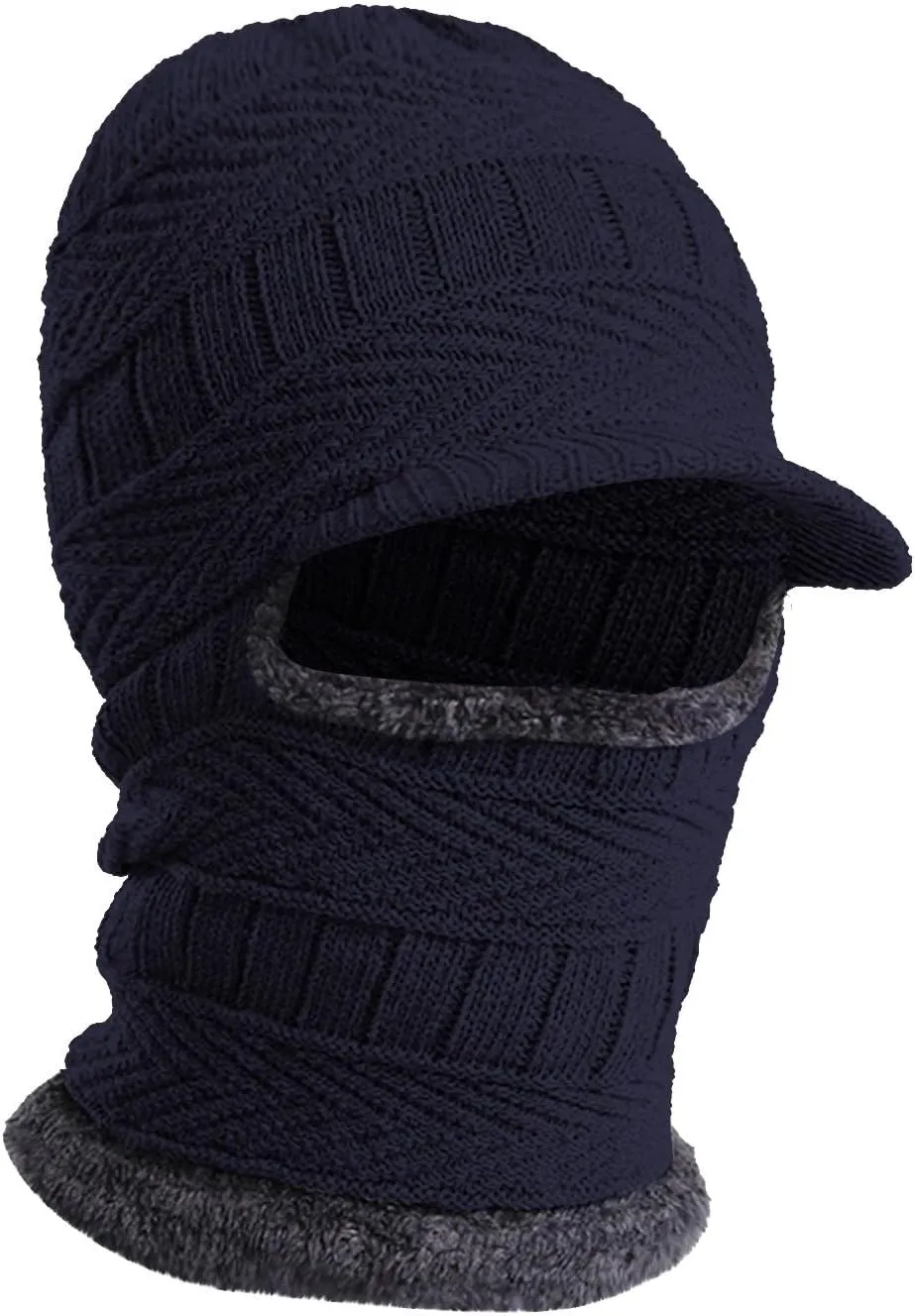 Women Knitted Hoodie Hat Winter Cycling Windproof Warm Scarf Mask Cap Set, 3 in 1 Plush Collar Hat Outdoor Collar Hat Outdoor