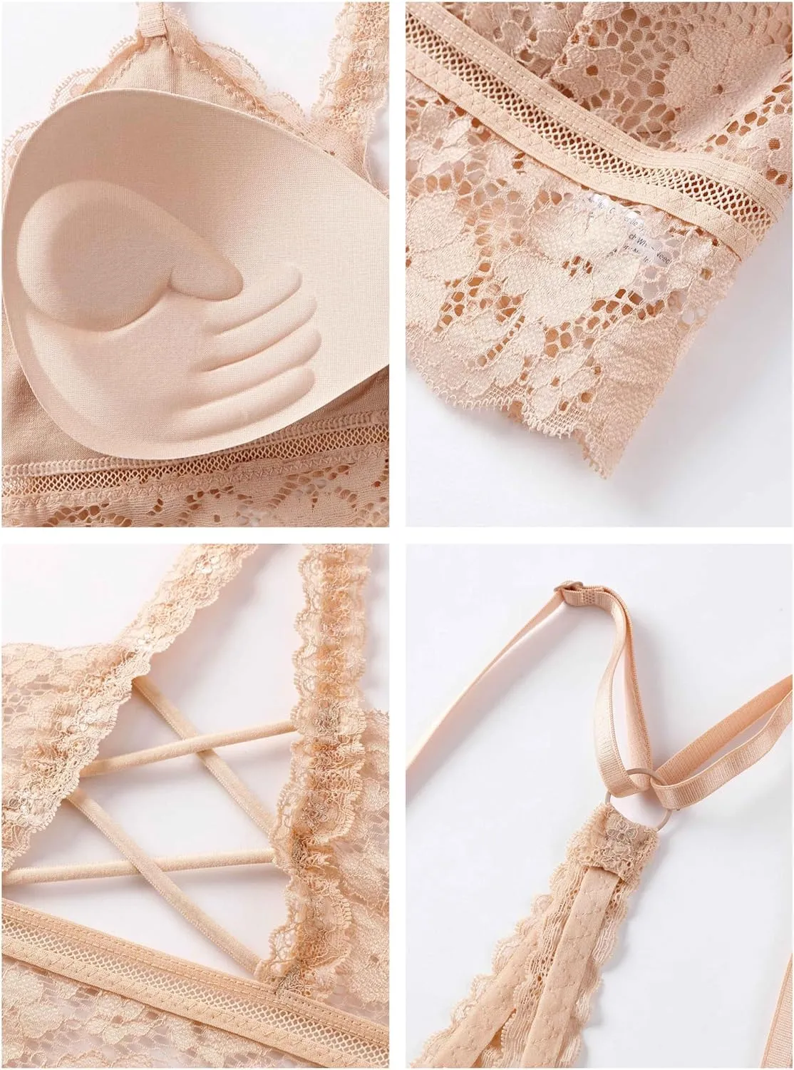 Women Lace Bralettes Wireless Padded Bra
