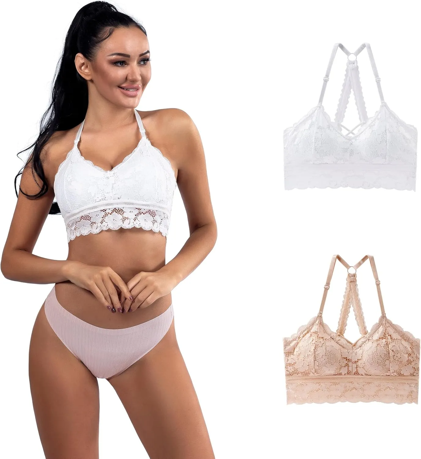 Women Lace Bralettes Wireless Padded Bra