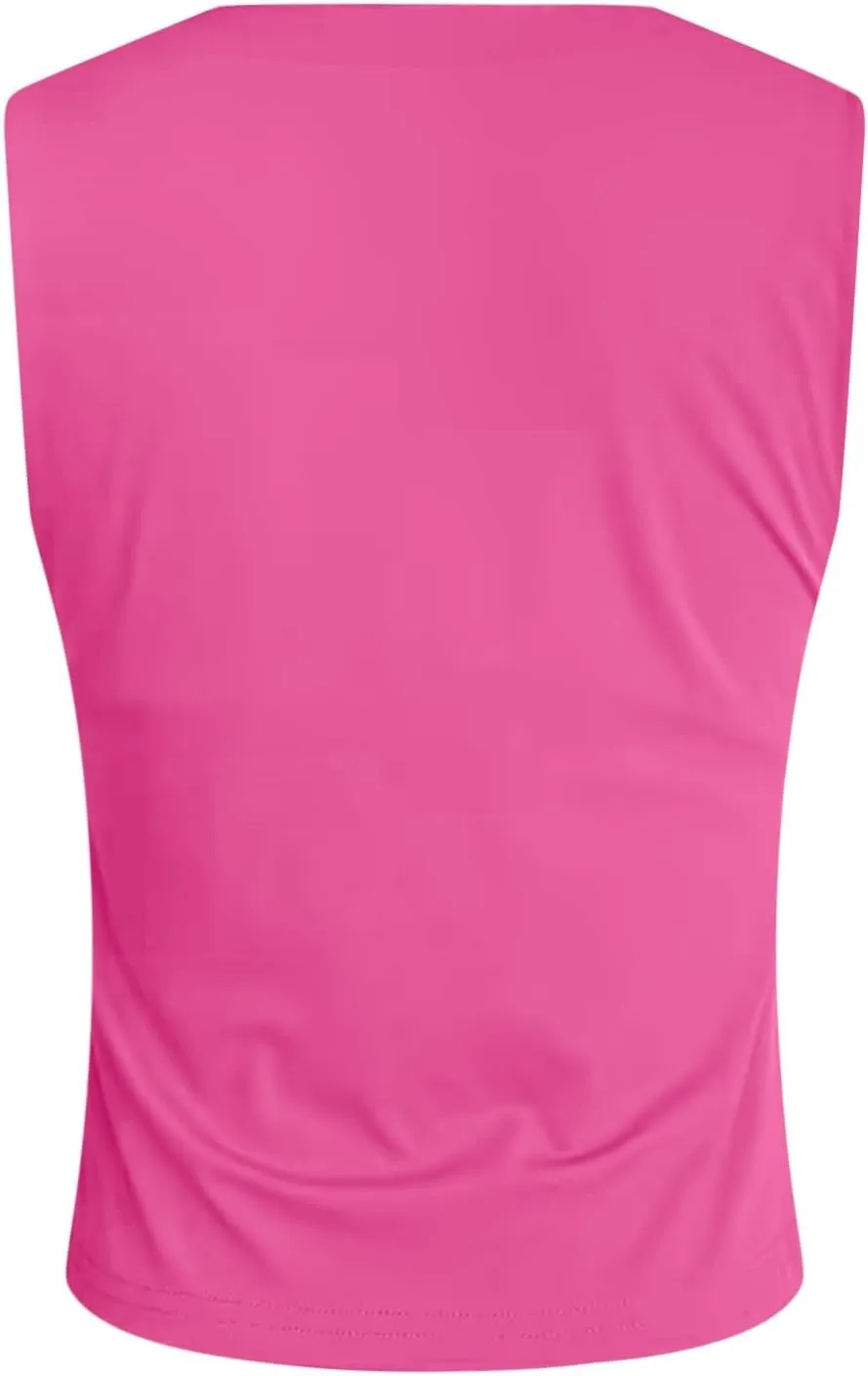 Women Square Neck Sleeveless Double Layer Tight Tank Top For Women Camisole Half Slip