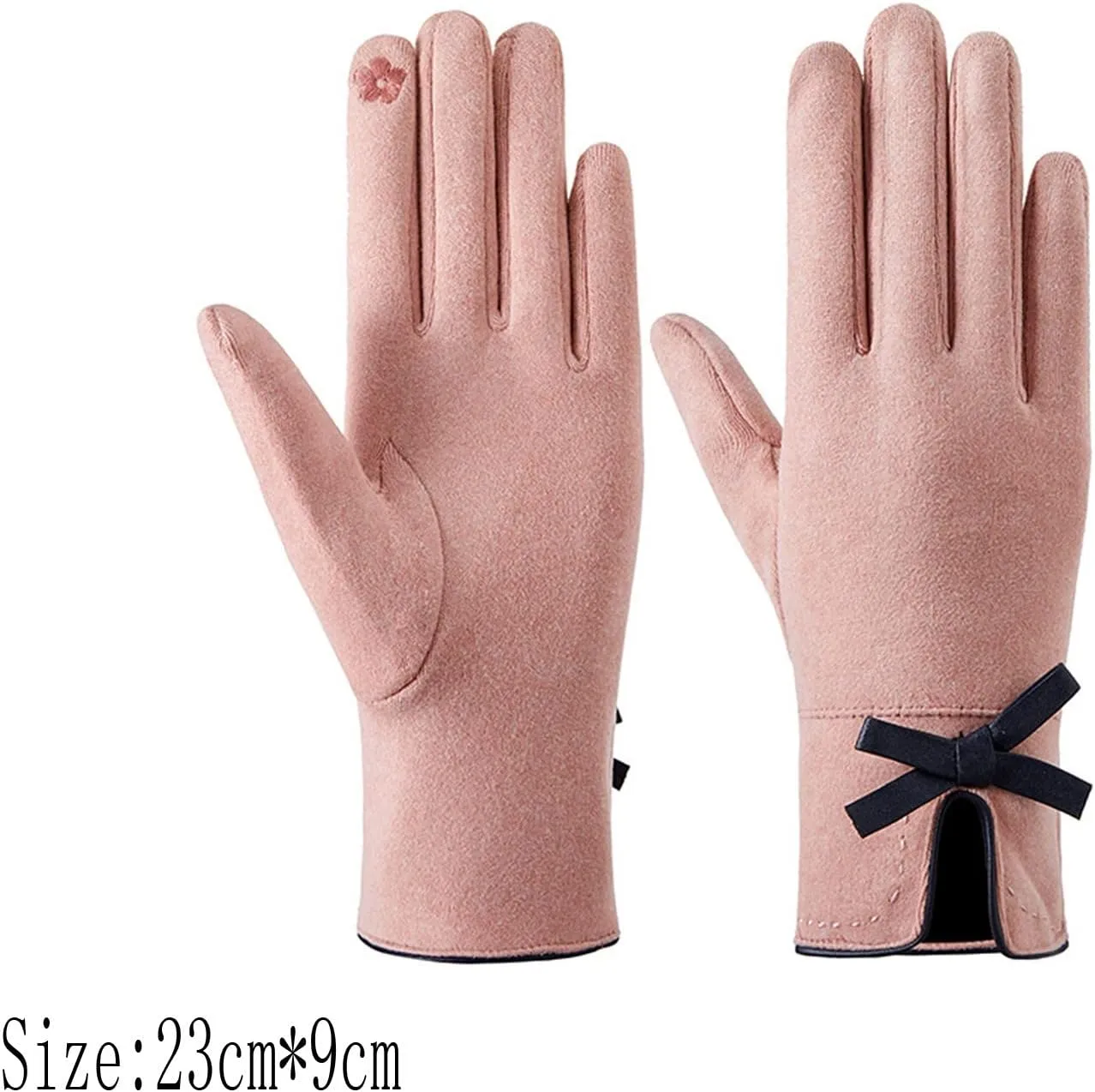 Women Winter Gloves Touchscreen Warm Suede Gloves Texting Thermal Windproof Gloves for Running Driving (Black, One Size)