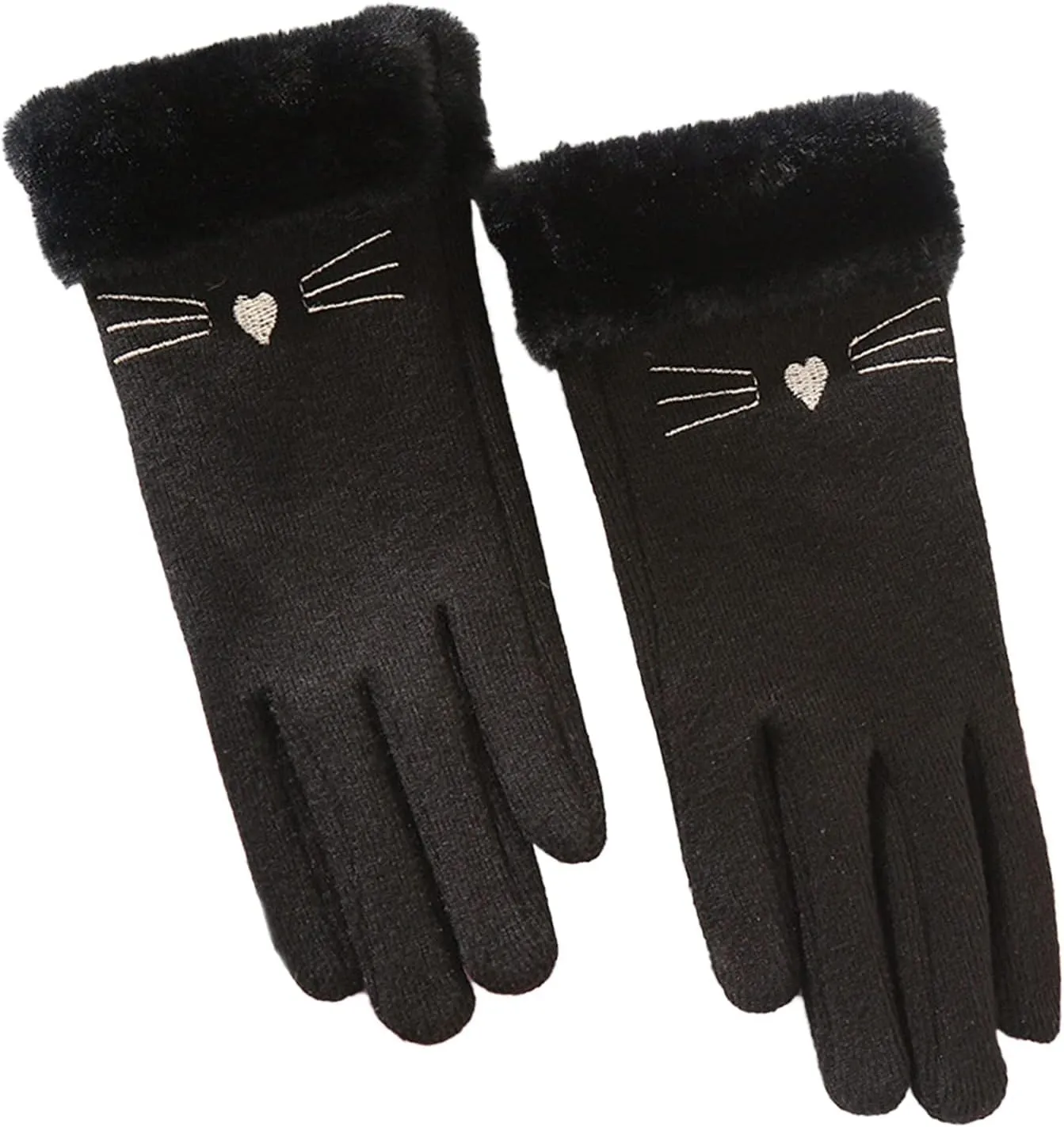 Women Winter Touchscreen Gloves Soft Thermal Elastic Stretch Texting Glove for Traveling Cycling Running (Black, One Size)