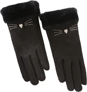 Women Winter Touchscreen Gloves Soft Thermal Elastic Stretch Texting Glove for Traveling Cycling Running (Black, One Size)