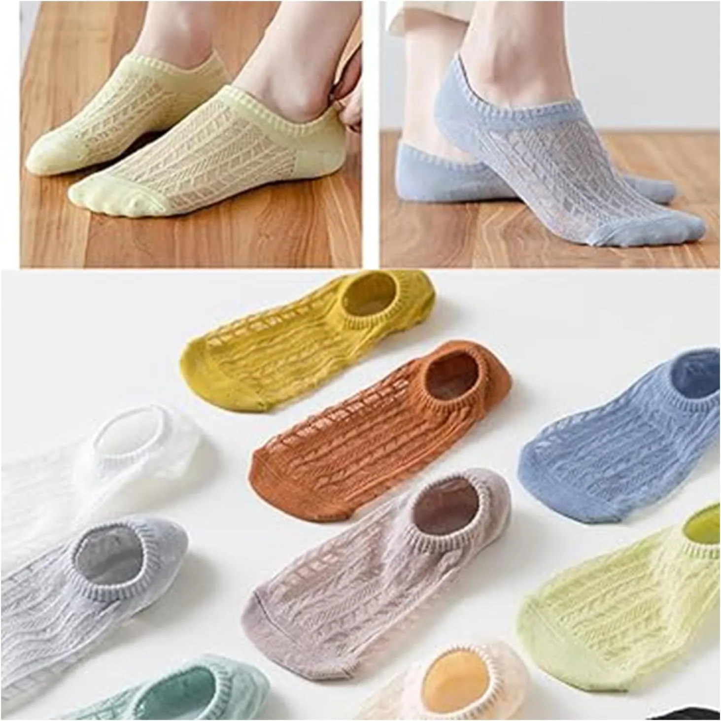 Women's 6 Pairs Mesh Low Cut Socks Ultra Thin Breathable Cotton Ankle Socks Athletic Running Casual No Show Socks