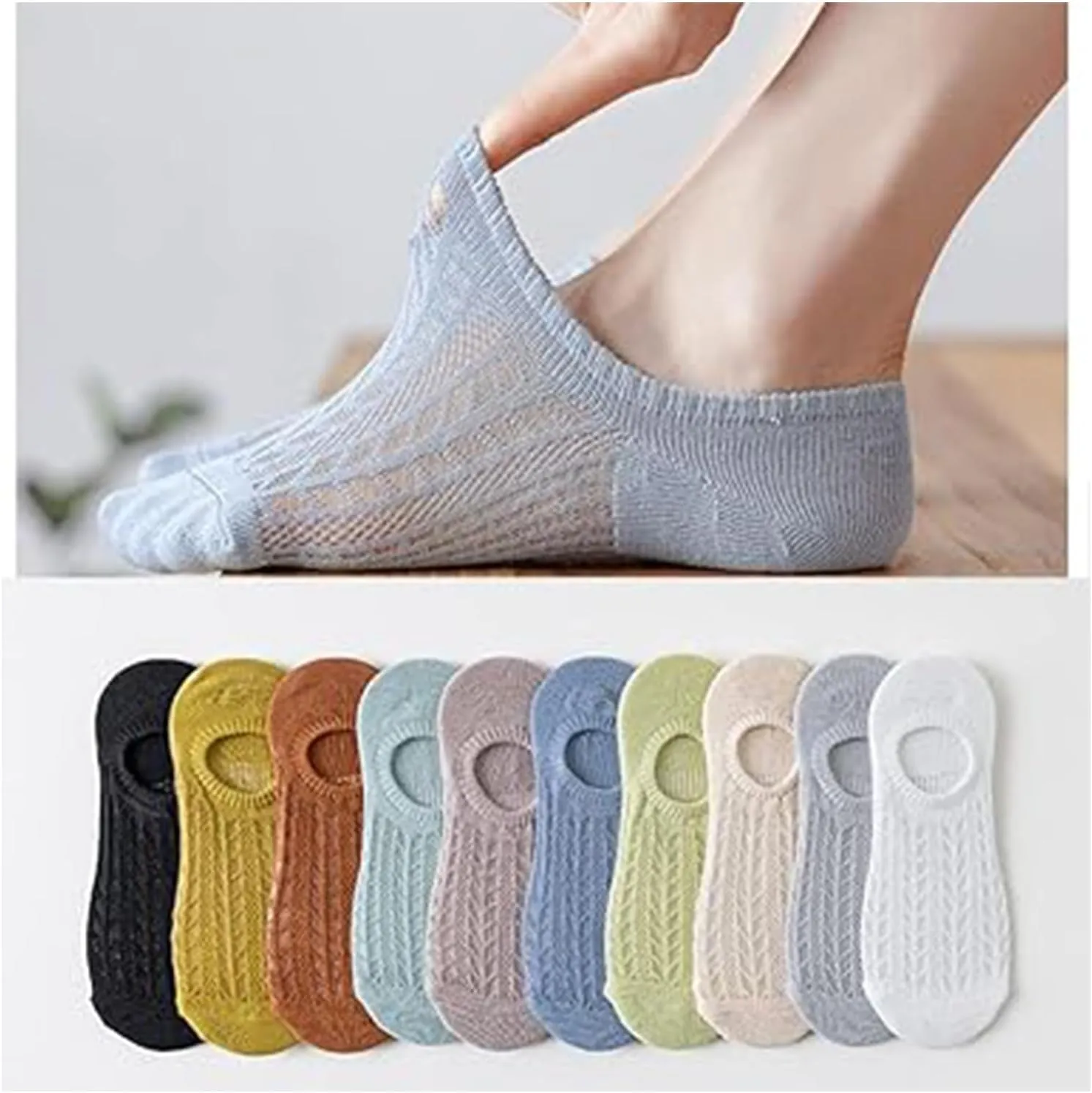 Women's 6 Pairs Mesh Low Cut Socks Ultra Thin Breathable Cotton Ankle Socks Athletic Running Casual No Show Socks