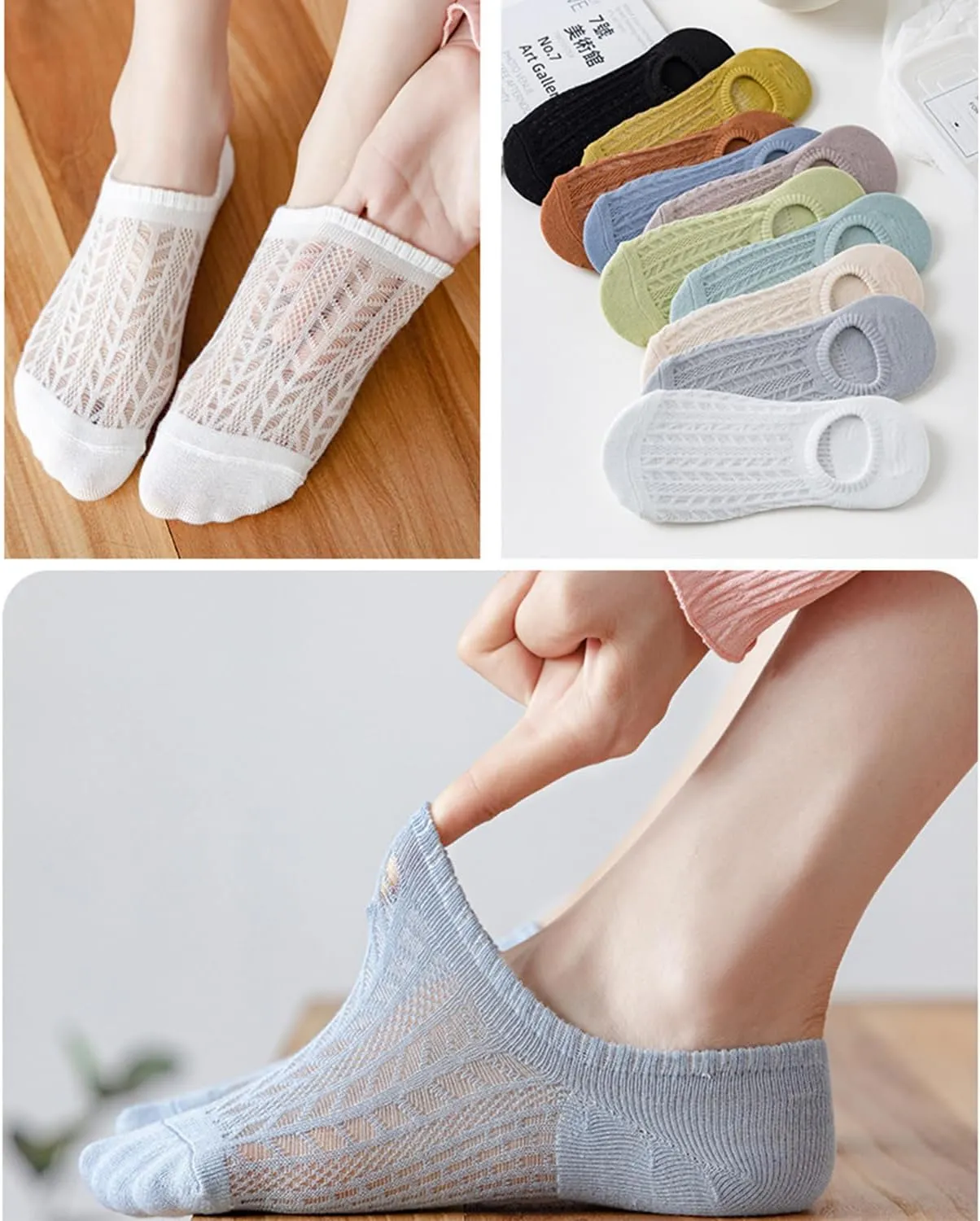 Women's 6 Pairs Mesh Low Cut Socks Ultra Thin Breathable Cotton Ankle Socks Athletic Running Casual No Show Socks