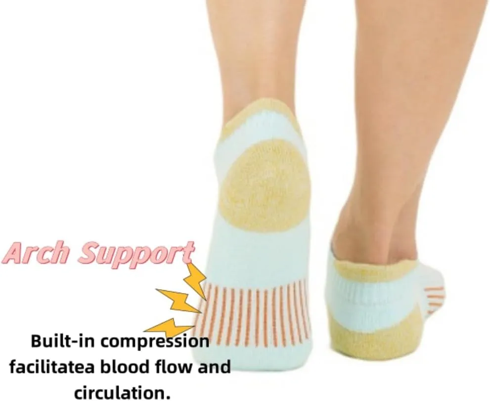 Women's Ankle Socks Athletic Running Low Cut Socks Comfortable Cushioned No Show Socks 5 Pairs