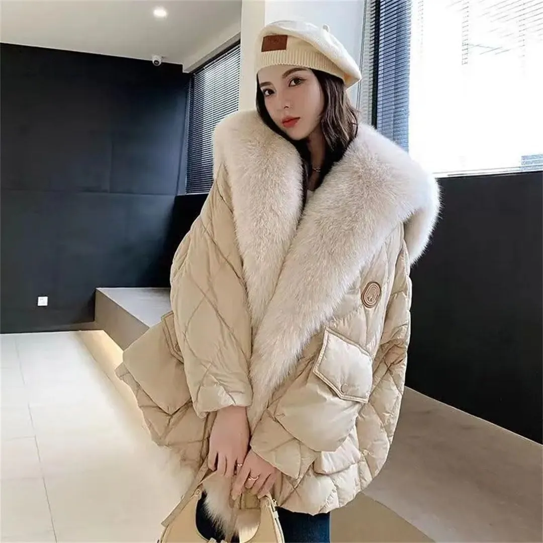 Womens Collar Down Cotton Coat Jacket Winter Warm Padded Puffer Parkas Mid-Length Cotton-Padded Outwear