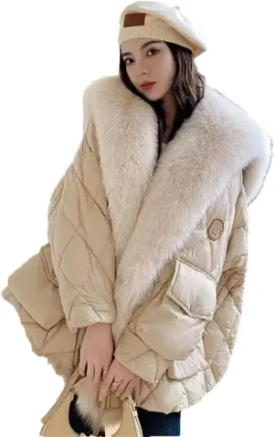 Womens Collar Down Cotton Coat Jacket Winter Warm Padded Puffer Parkas Mid-Length Cotton-Padded Outwear