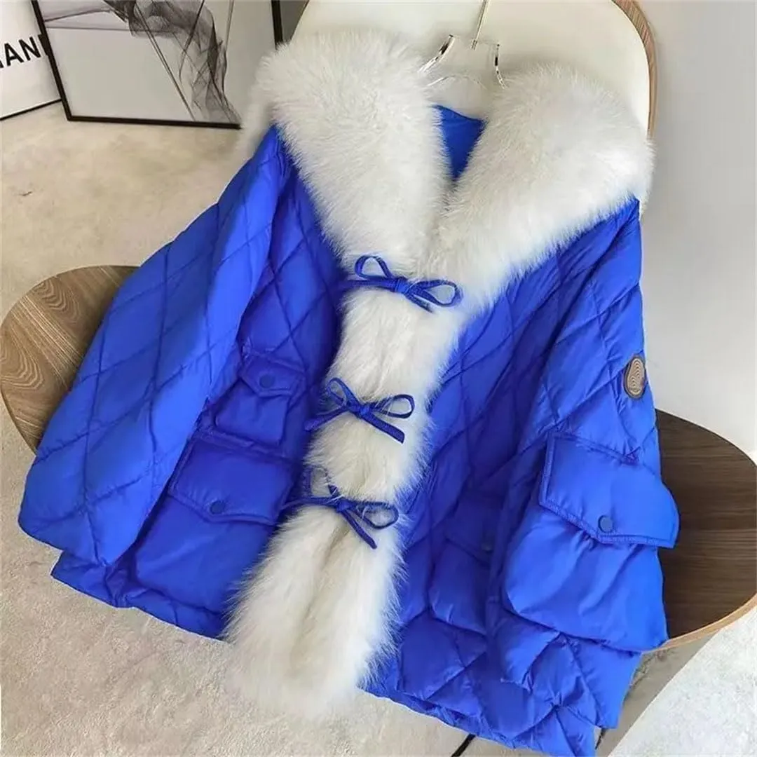 Womens Collar Down Cotton Coat Jacket Winter Warm Padded Puffer Parkas Mid-Length Cotton-Padded Outwear