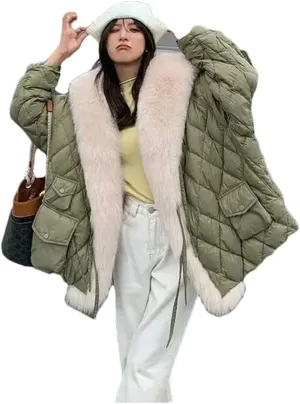 Womens Collar Down Cotton Coat Jacket Winter Warm Padded Puffer Parkas Mid-Length Cotton-Padded Outwear