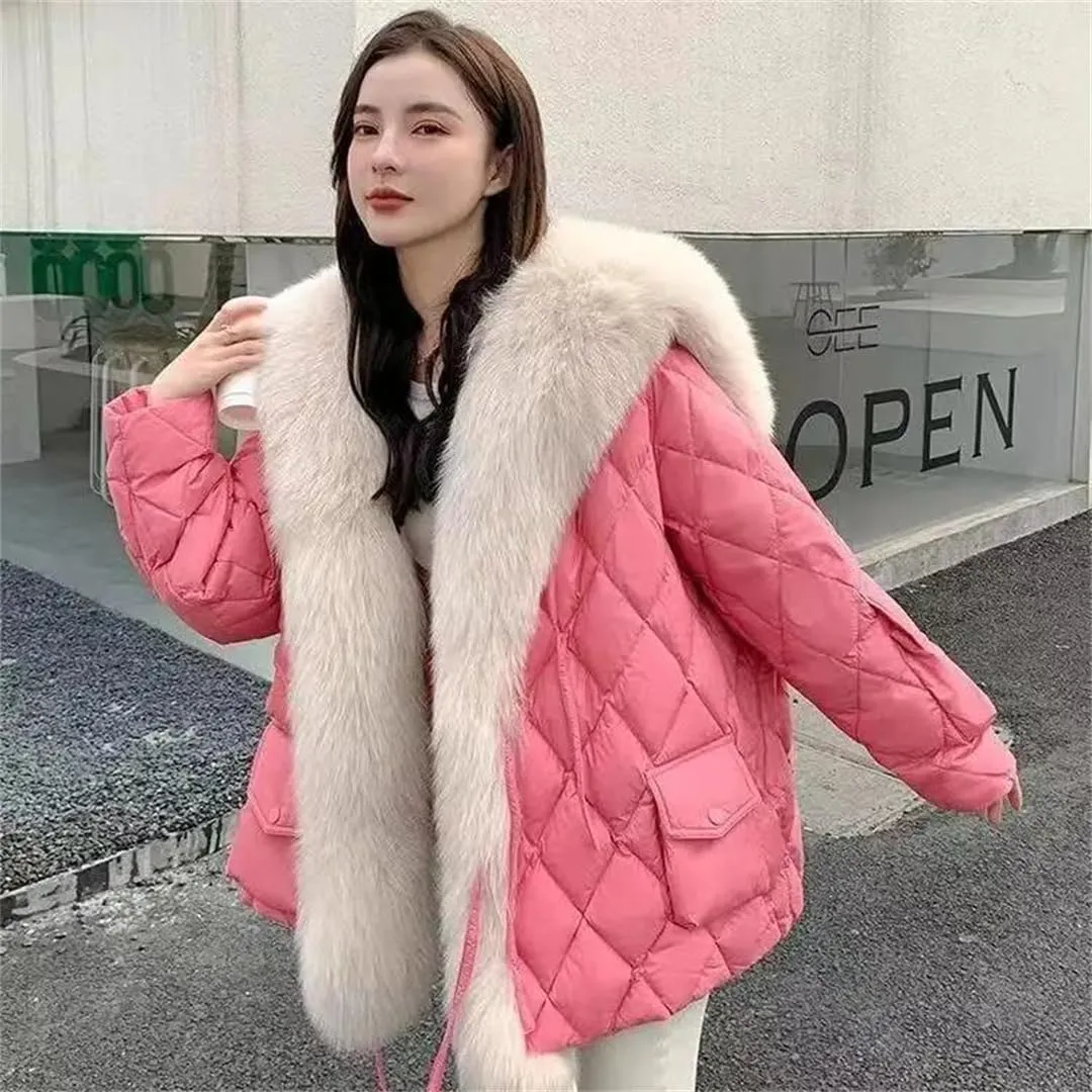 Womens Collar Down Cotton Coat Jacket Winter Warm Padded Puffer Parkas Mid-Length Cotton-Padded Outwear