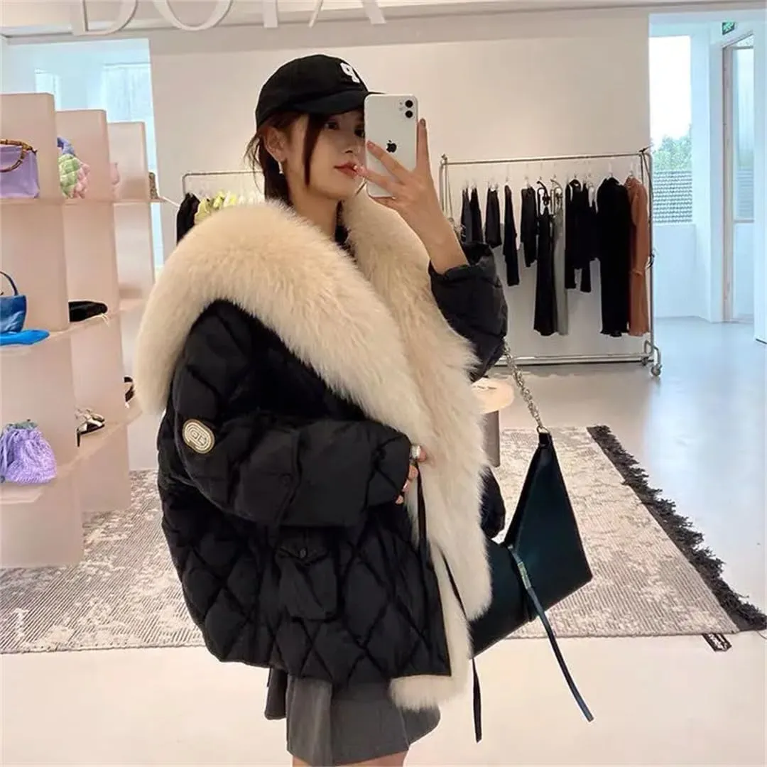 Womens Collar Down Cotton Coat Jacket Winter Warm Padded Puffer Parkas Mid-Length Cotton-Padded Outwear
