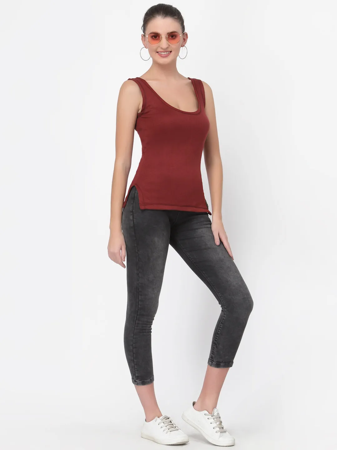 WOMEN'S CUT SLEEVES THERMAL TOP