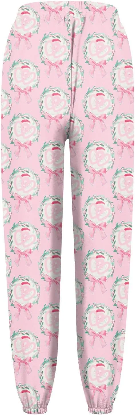 Womens Cute Heart Graphic Joggers Sweat Pants High Waisted Cinch Bottom Baggy Sweatpants Workout Running Joggers