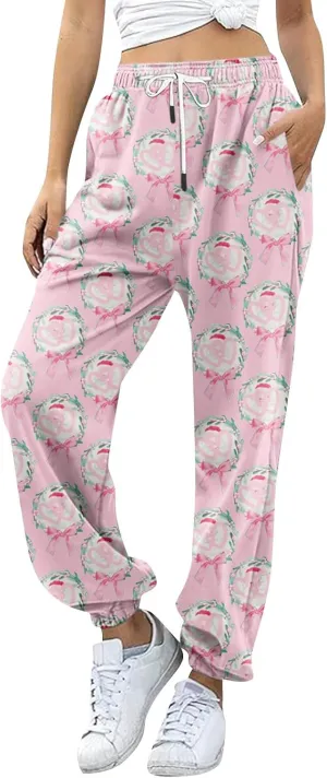 Womens Cute Heart Graphic Joggers Sweat Pants High Waisted Cinch Bottom Baggy Sweatpants Workout Running Joggers