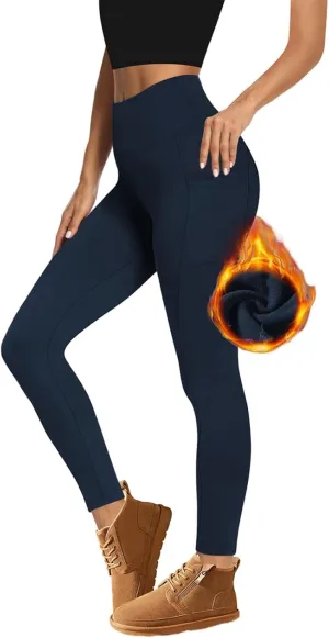 Women's Fleece Leggings Womens High Waist Leggings Exercise Wear Sports Plus Fleece Yoga Pants Long Pants