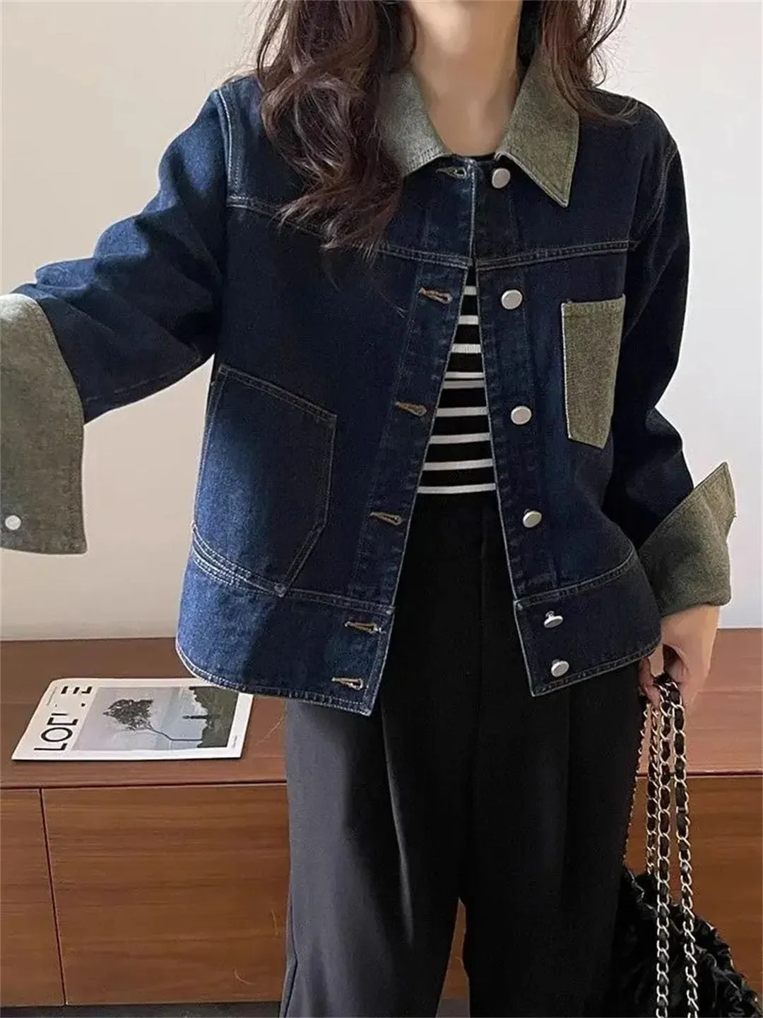 Women's Jeans Coats Denim Jackets Small Crop Short Outdoor Clothing Korean Outer