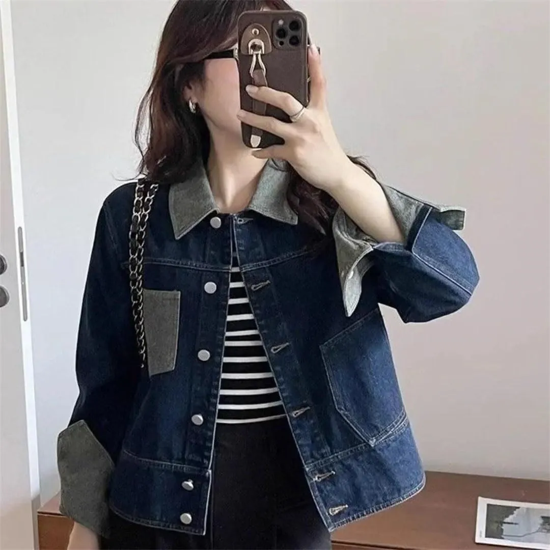 Women's Jeans Coats Denim Jackets Small Crop Short Outdoor Clothing Korean Outer