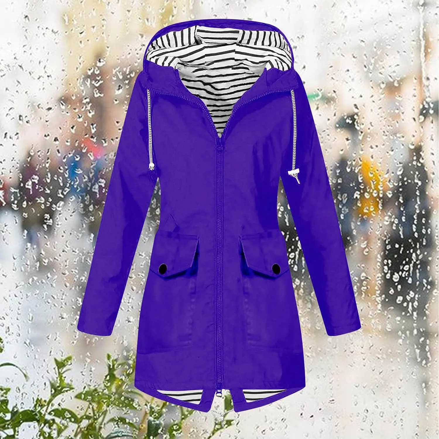 Women's Mountain Waterproof Lightweight Jackets Hooded Windbreakers Windproof Raincoat for Hiking Travel Outdoor