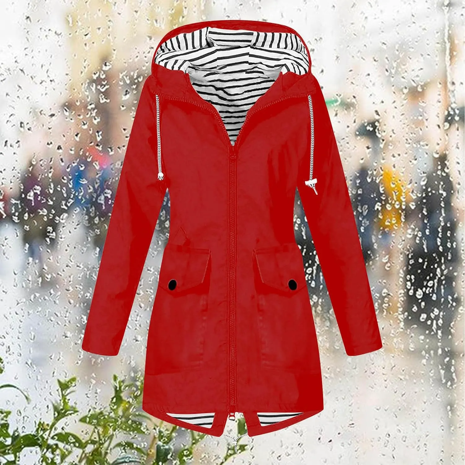 Women's Mountain Waterproof Lightweight Jackets Hooded Windbreakers Windproof Raincoat for Hiking Travel Outdoor
