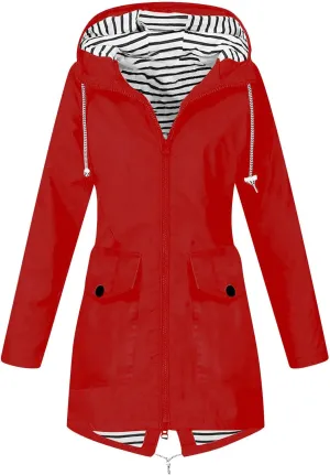 Women's Mountain Waterproof Lightweight Jackets Hooded Windbreakers Windproof Raincoat for Hiking Travel Outdoor