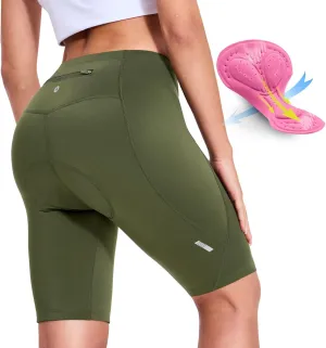 Womens Padded Bike Shorts 4D Padding Cycling Shorts with Zipper Pocket Riding Bicycle Cycle Road Biking Underwear