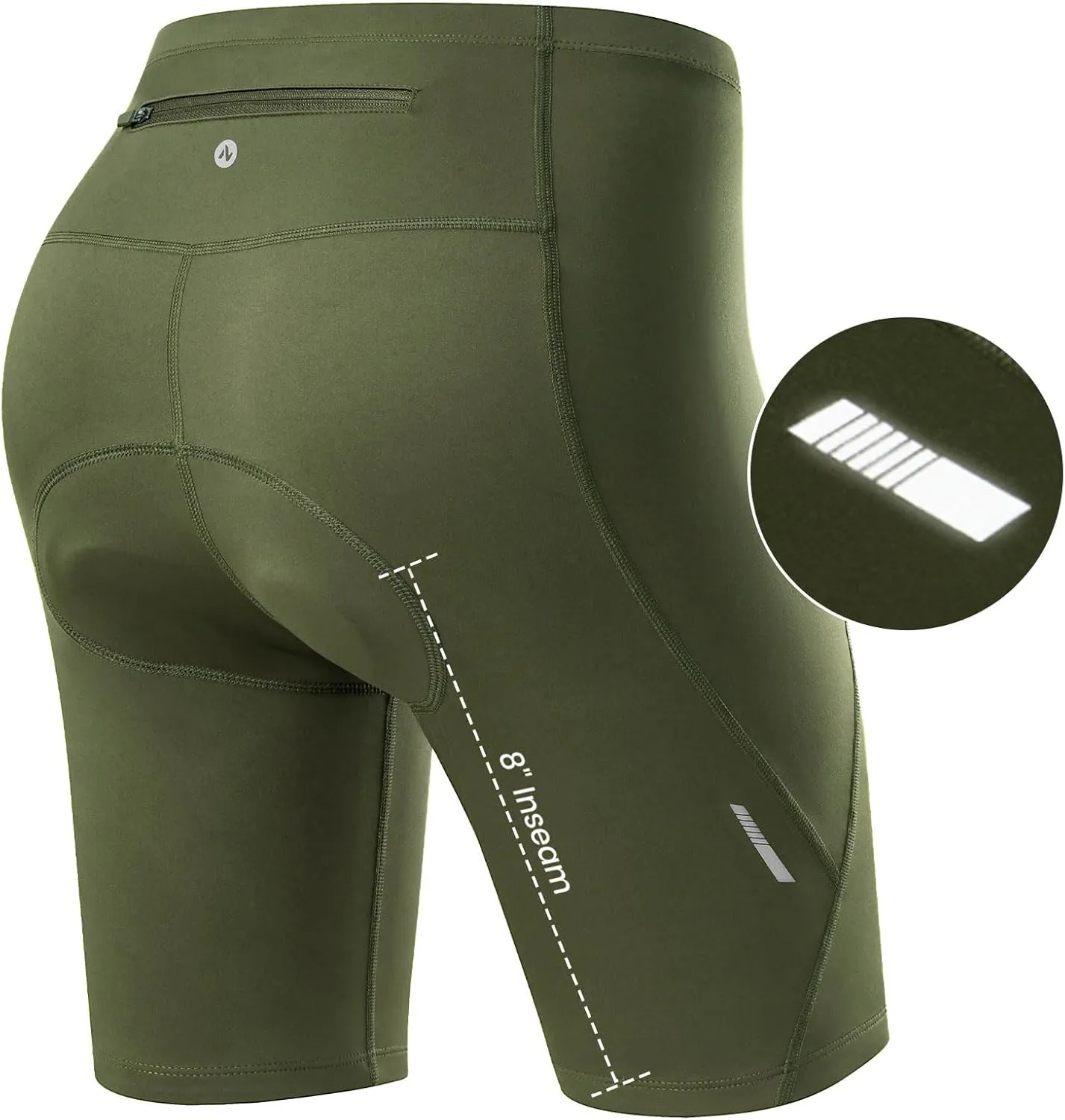 Womens Padded Bike Shorts 4D Padding Cycling Shorts with Zipper Pocket Riding Bicycle Cycle Road Biking Underwear
