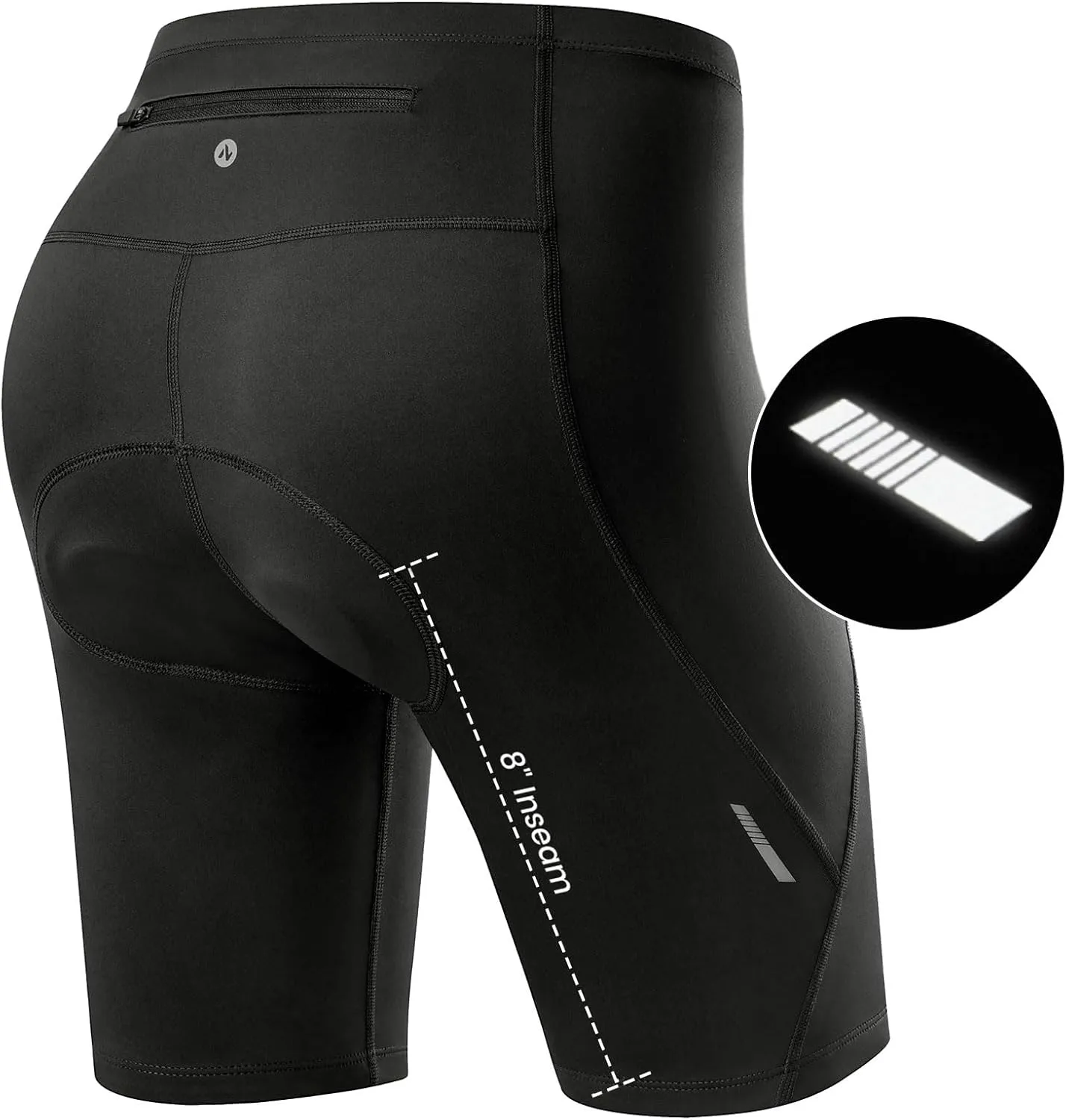 Womens Padded Bike Shorts 4D Padding Cycling Shorts with Zipper Pocket Riding Bicycle Cycle Road Biking Underwear