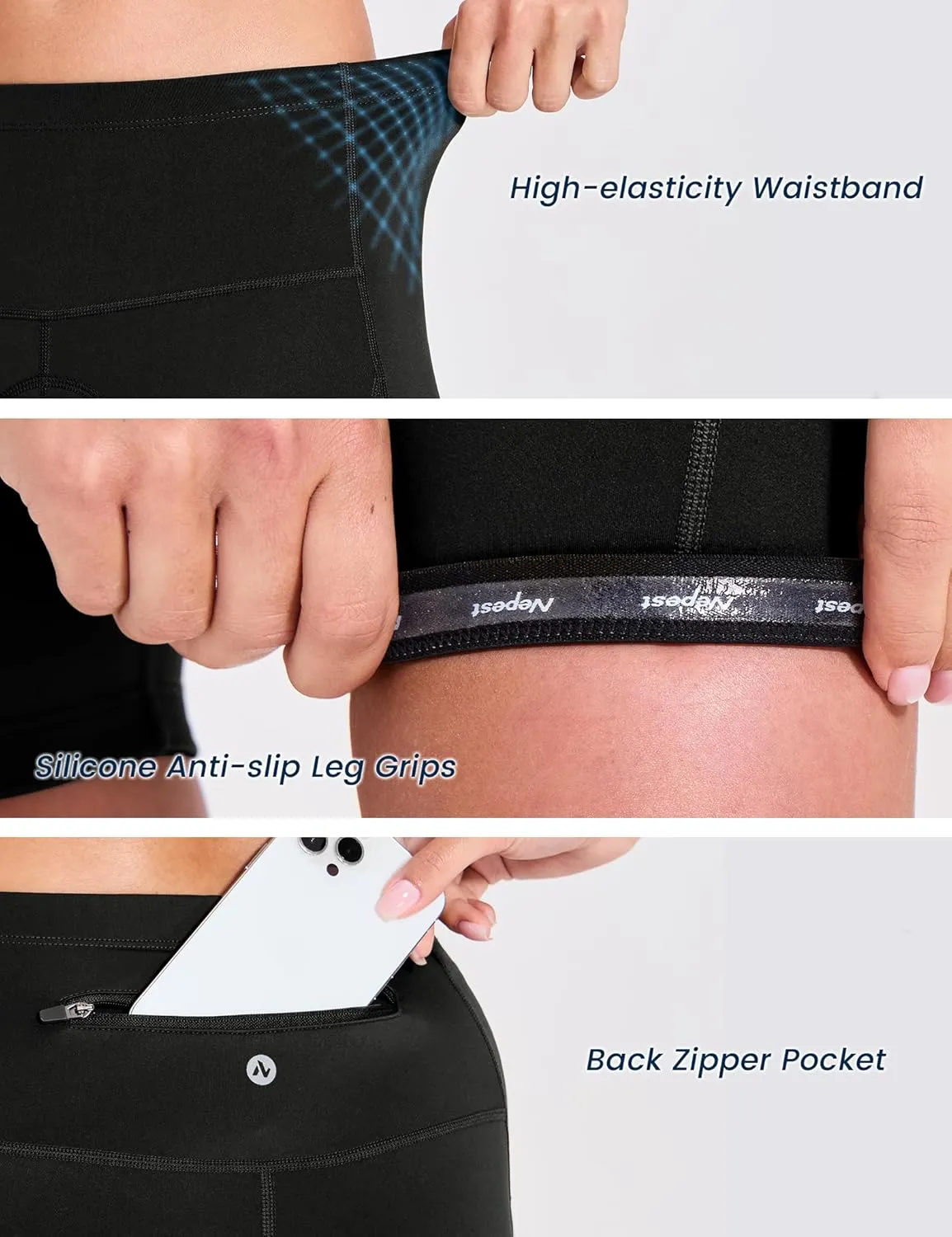 Womens Padded Bike Shorts 4D Padding Cycling Shorts with Zipper Pocket Riding Bicycle Cycle Road Biking Underwear