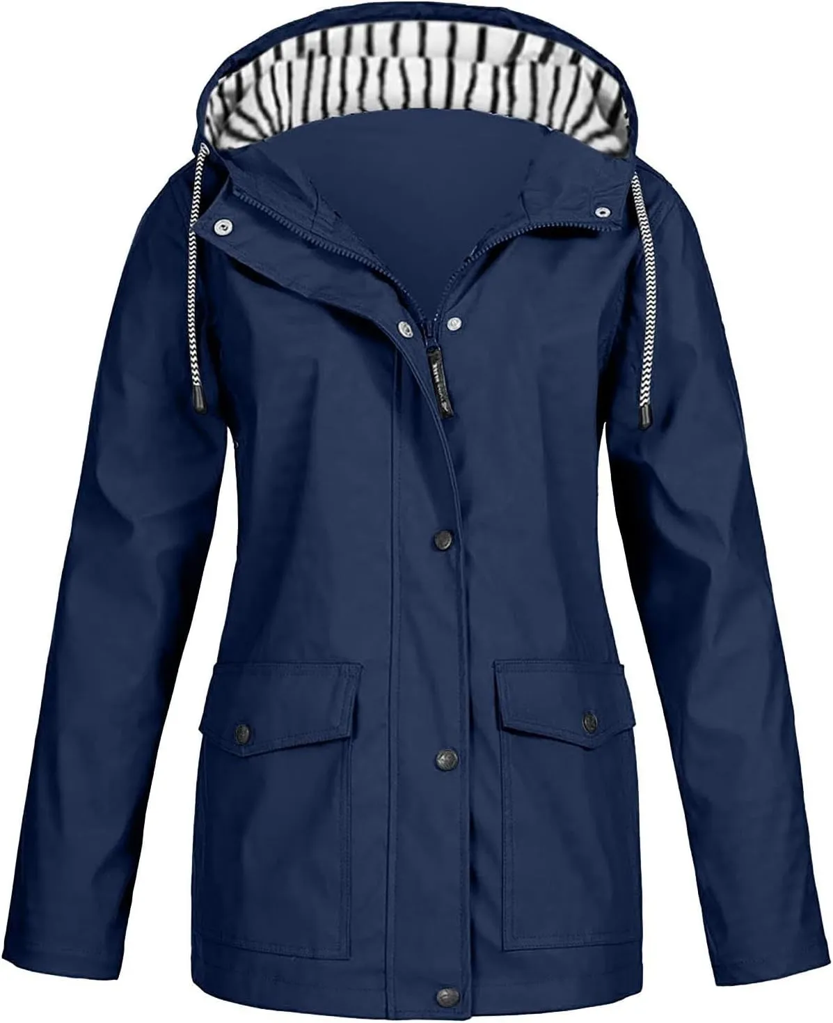 Women's Rain Jacket 2024 Fall Lightweight Waterproof Raincoat Plus Size Outdoor Hooded Trench Coat S-5XL