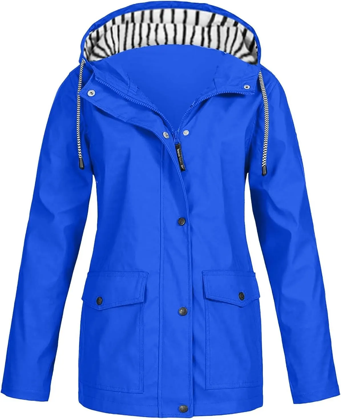 Women's Rain Jacket 2024 Fall Lightweight Waterproof Raincoat Plus Size Outdoor Hooded Trench Coat S-5XL