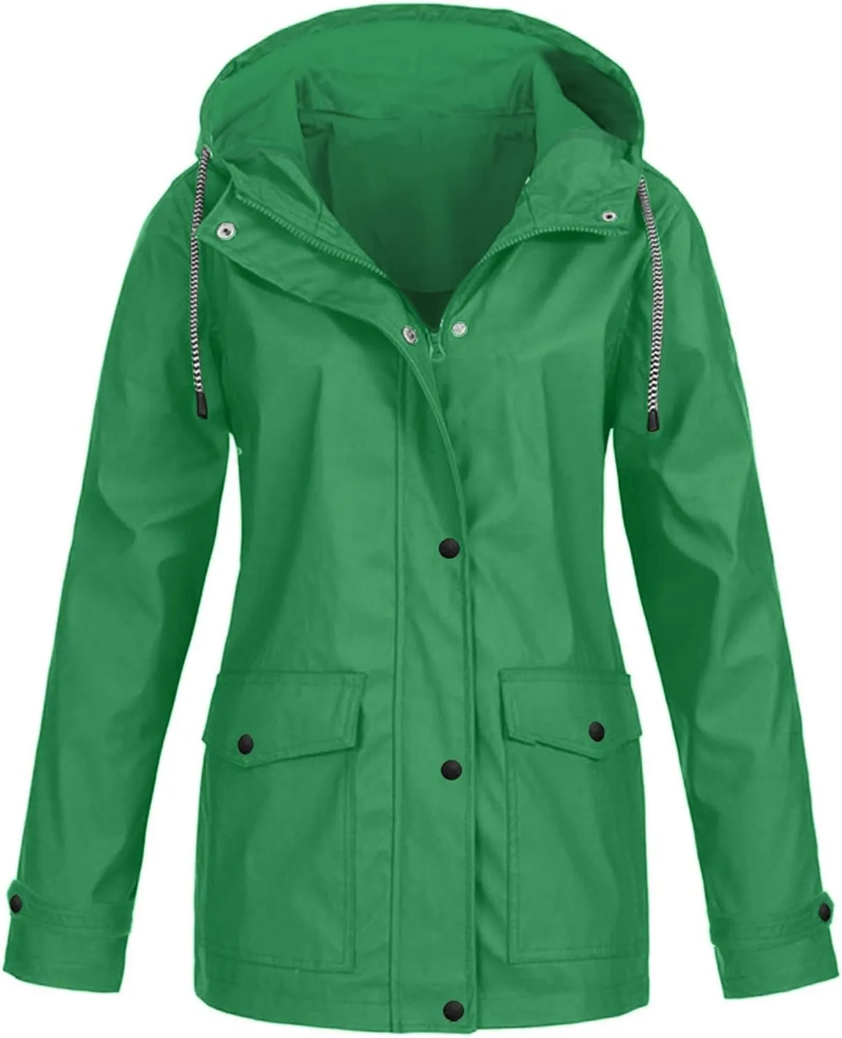 Women's Rain Jacket 2024 Fall Lightweight Waterproof Raincoat Plus Size Outdoor Hooded Trench Coat S-5XL