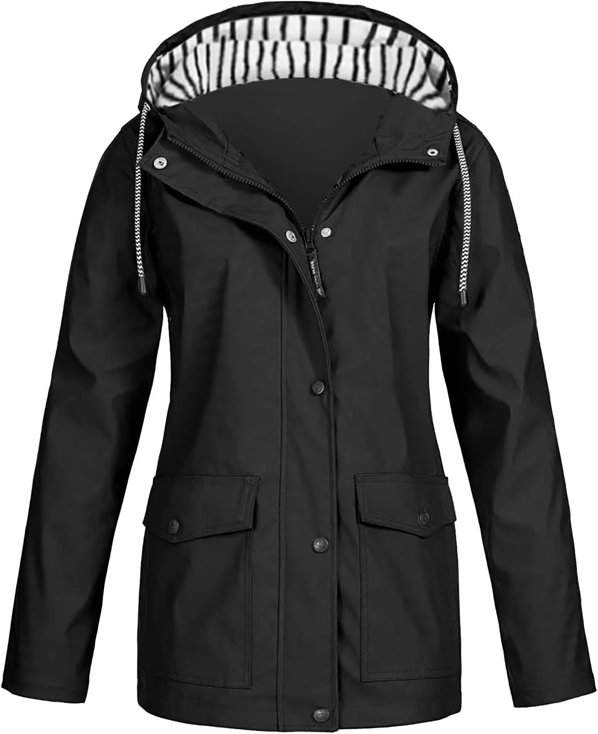 Women's Rain Jacket 2024 Fall Lightweight Waterproof Raincoat Plus Size Outdoor Hooded Trench Coat S-5XL
