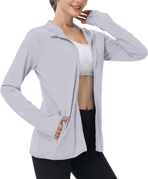 Womens Sun Shirts Full Zip UPF 50  Protection Hoodie Jacket Long Sleeve Hiking Outdoor Lightweight UPF50  Jackets