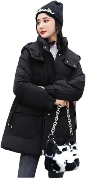 Womens Winter Down Cotton Coat Jacket Loose Padded Puffer Parkas Thicken Warm Cotton-Padded Outwear Tops