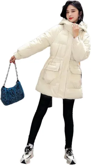 Womens Winter Down Cotton Coat Jacket Loose Padded Puffer Parkas Thicken Warm Cotton-Padded Outwear Tops