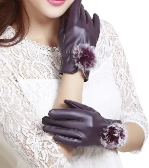 Women's Winter Gloves Suede Touc Screen Fleec Warm Windproof Glove Plush Cuff Winter Gloves Women Toucscreen