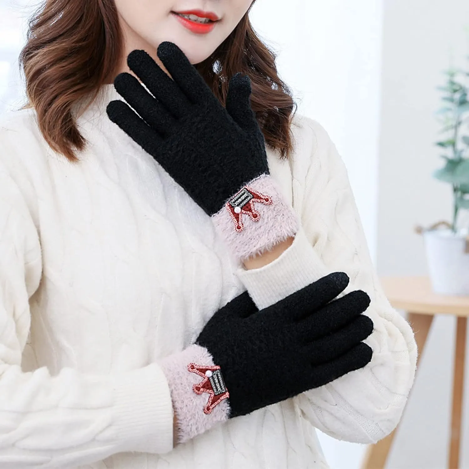 Women's Winter Touchscreen Gloves exting Full Gloves and Knit Fingerless Gloves for Cold Weather