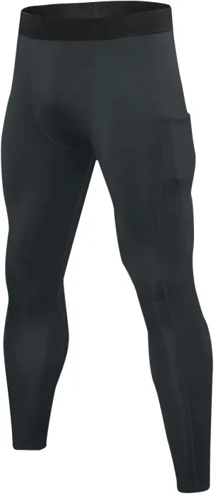 Xiaojmake Men's Fleece Compression Pants Athletic Yoga Leggings Workout Quick Dry Base Layer Running Tights with Pockets