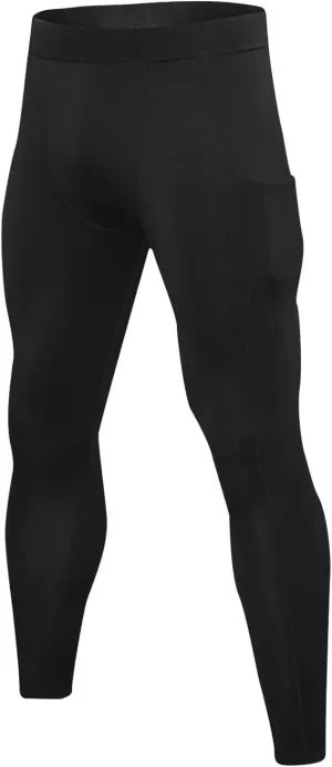 Xiaojmake Men's Fleece Compression Pants Athletic Yoga Leggings Workout Quick Dry Base Layer Running Tights with Pockets