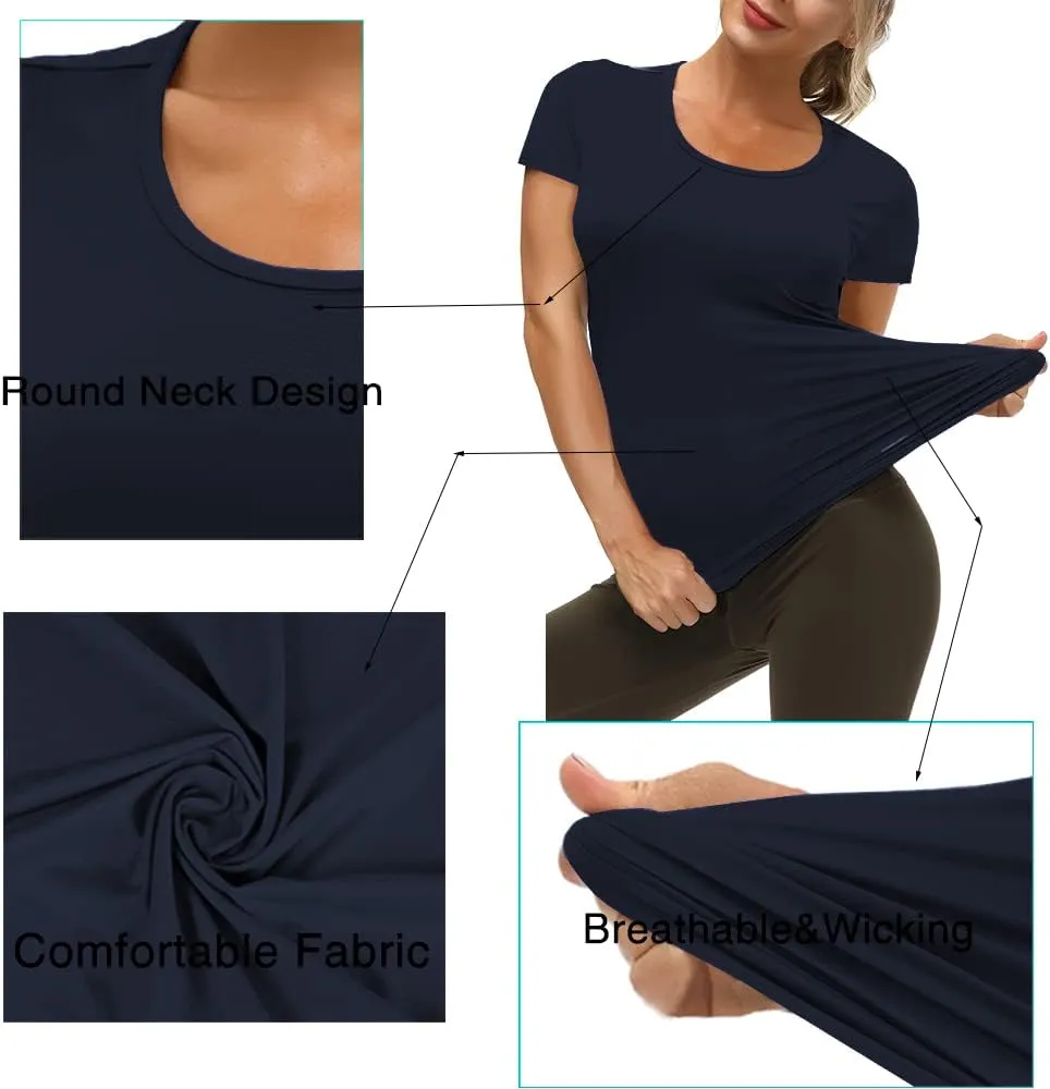 Yige Women's Short Sleeves Running Athletic Shirt Moisture Wicking Tops Crewneck Tee