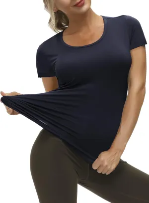 Yige Women's Short Sleeves Running Athletic Shirt Moisture Wicking Tops Crewneck Tee