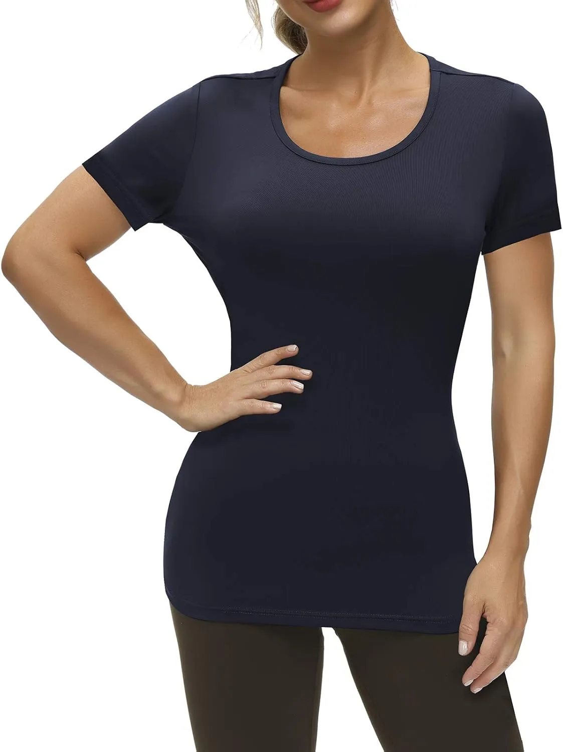 Yige Women's Short Sleeves Running Athletic Shirt Moisture Wicking Tops Crewneck Tee