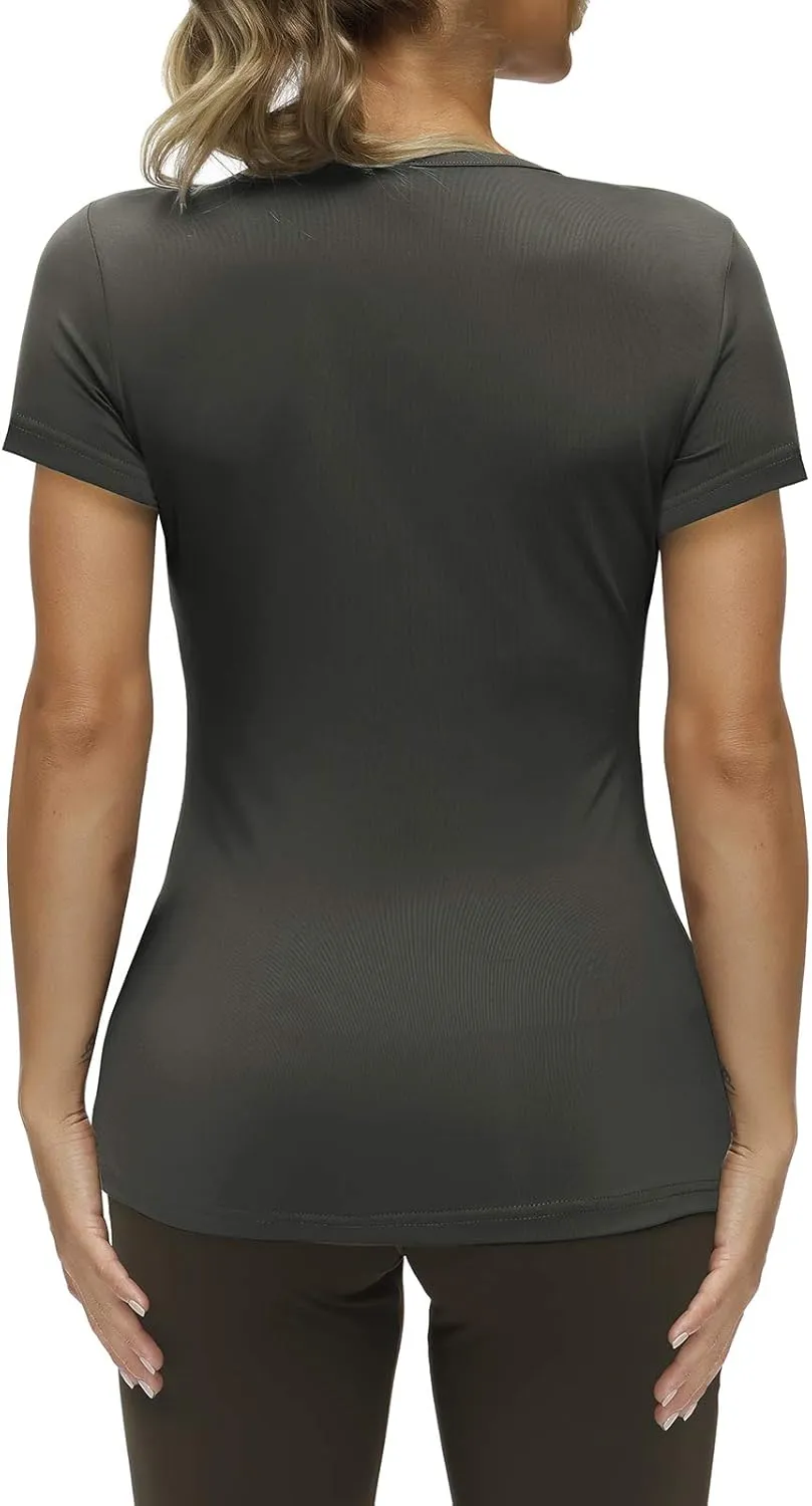 Yige Women's Short Sleeves Running Athletic Shirt Moisture Wicking Tops Crewneck Tee