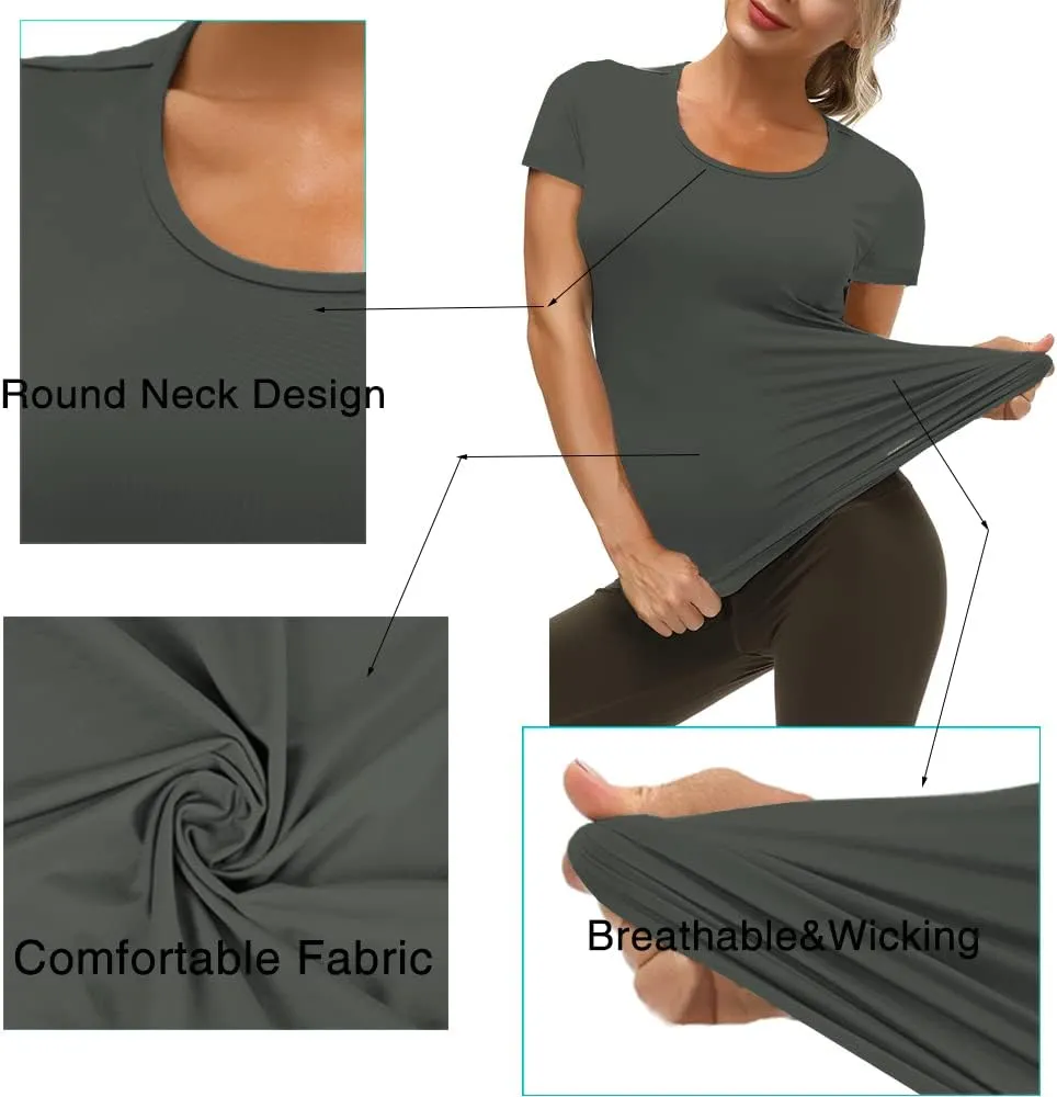 Yige Women's Short Sleeves Running Athletic Shirt Moisture Wicking Tops Crewneck Tee