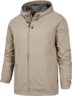Ymosrh Jacket Lightweight Waterproof Rain Jacket with Hood Outdoor Raincoat Softshell Jacket for Hiking Travel, XL-5XL