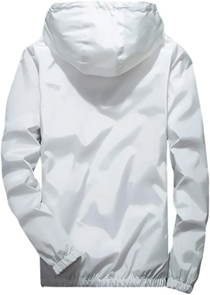 Ymosrh Men's Coats and Jackets Lightweight Windbreaker Casual Refleciton Zip Up Jackets with Hood Rain Jacket, M-7XL