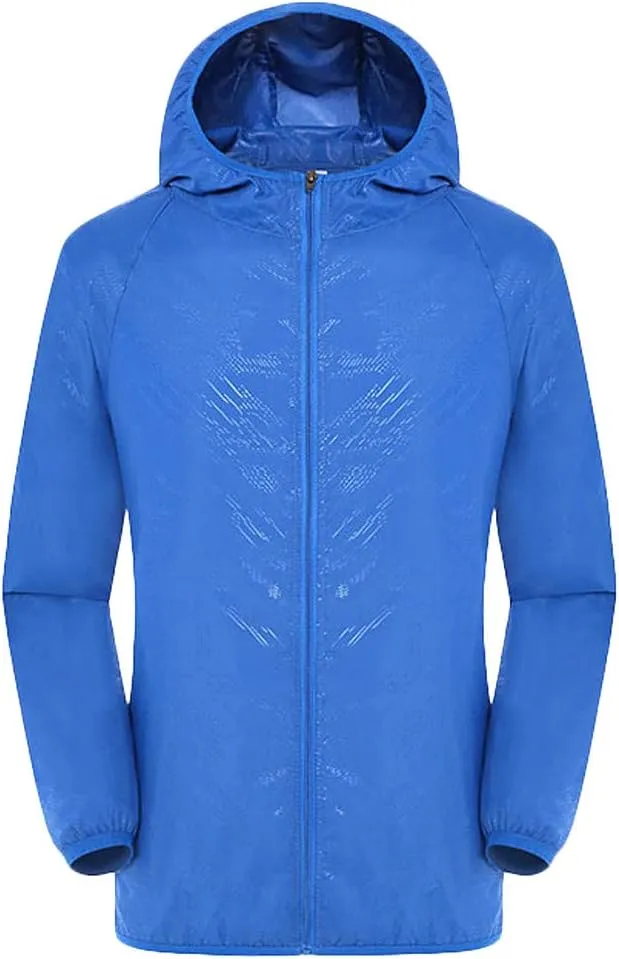 Ymosrh Mens Jacket, Coat with Hood Lightweight Waterproof Jacket Raincoat for Golf Cycling Windbreaker Jackets Men Packable Jacket Coat Big and Tall Jackets Coats (L, Blue)
