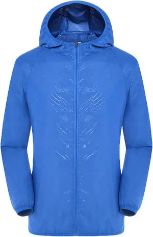 Ymosrh Mens Jacket, Coat with Hood Lightweight Waterproof Jacket Raincoat for Golf Cycling Windbreaker Jackets Men Packable Jacket Coat Big and Tall Jackets Coats (L, Blue)